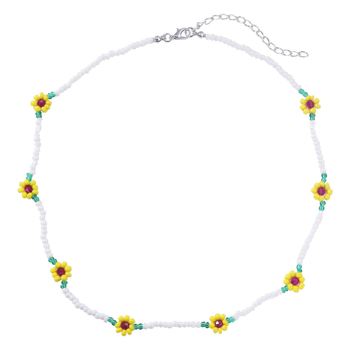 Wholesale Hand Beaded Flower Sunflower Rice Bead Necklace Bracelet Set JDC-BT-SYu003