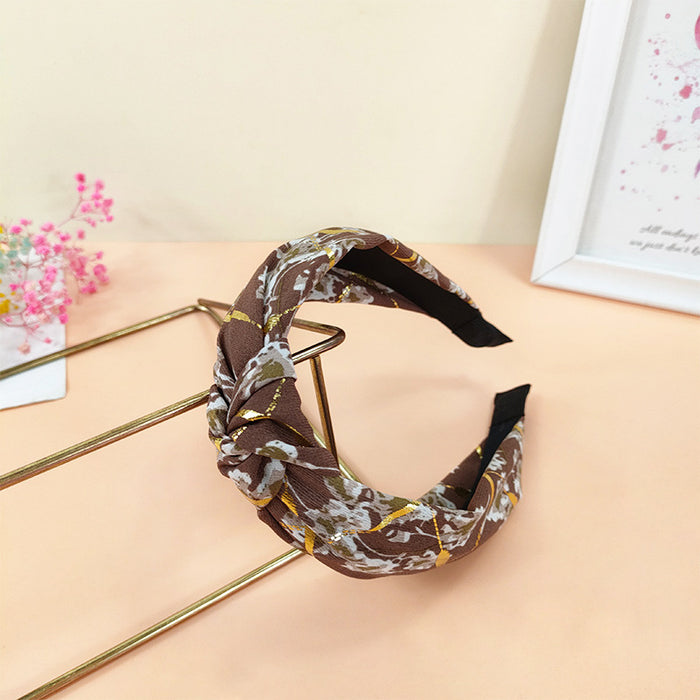 Wholesale cloth bronzing floral knotted headband MOQ≥2 JDC-HD-O121