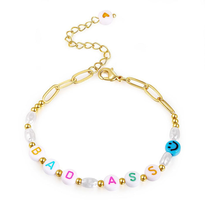 Wholesale Bracelet Copper Acrylic Alphabet Beads MOQ≥2 JDC-BT-YunC006