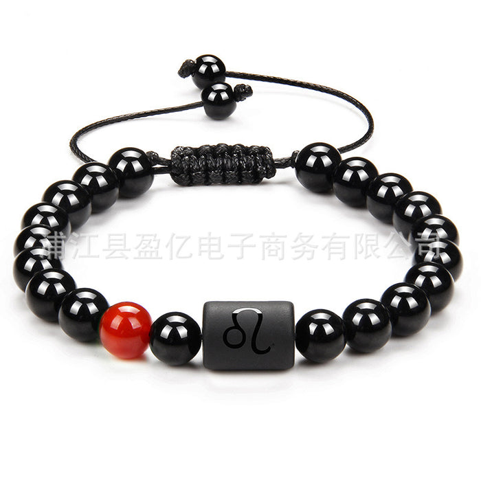 Wholesale Twelve Constellation Men's Black Onyx Braided Couple Bracelet JDC-BT-YinY013