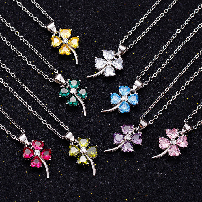 Wholesale pendant colored diamond love women's fashion all-match four-leaf clover JDC-PT-MLJ006