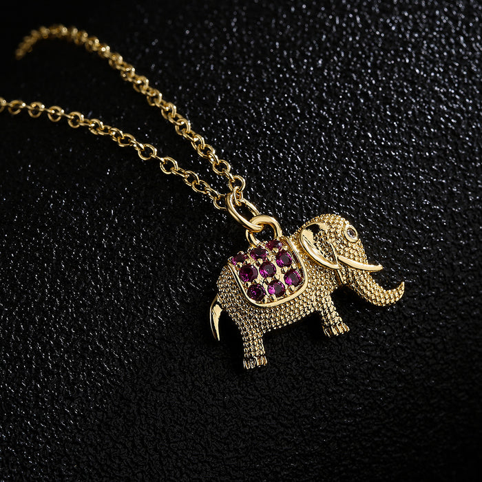 Wholesale Micro Set Zircon Elephant Pendant Necklace JDC-NE-AG155