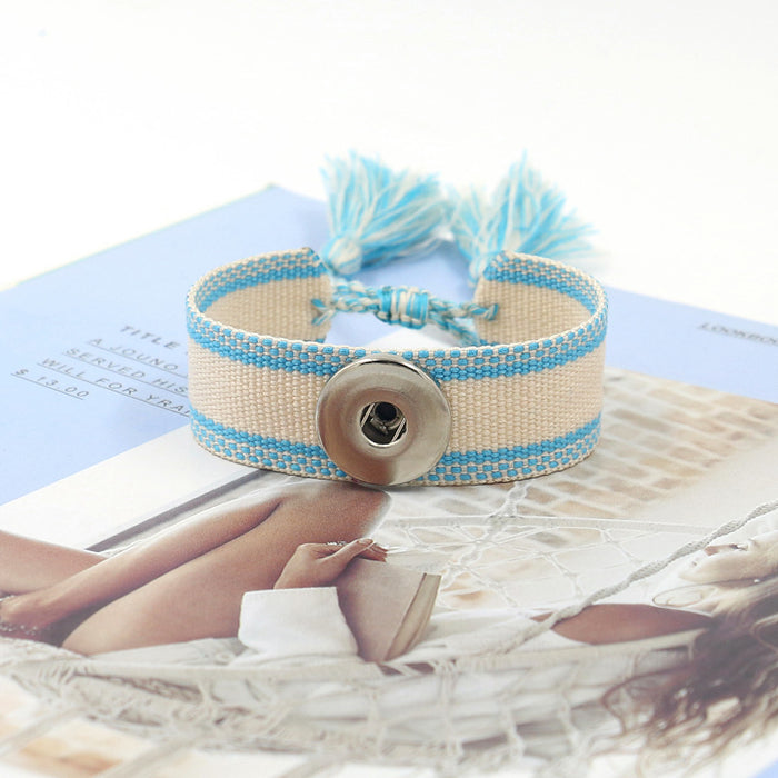 Jewelry WholesaleWholesale colorful woven Noosa buckle ribbon tassel Bracelet JDC-BT-KuN001 Bracelet 酷牛 %variant_option1% %variant_option2% %variant_option3%  Factory Price JoyasDeChina Joyas De China