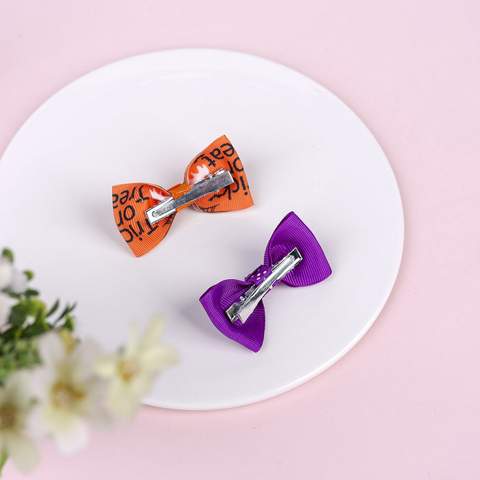 Wholesale Children's Hair Clip Halloween Bat Bow Three Piece Cloth JDC-HC-qiun008