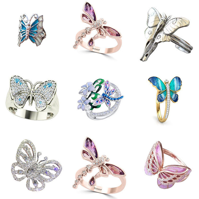 Wholesale Butterfly Dragonfly Series Combination Ring JDC-RS-ChenR052