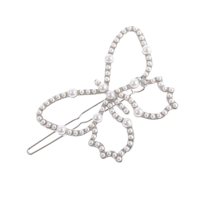 Wholesale Hair Clips Alloy Plating Hollow Butterfly Pearl JDC-HC-Jingjie023