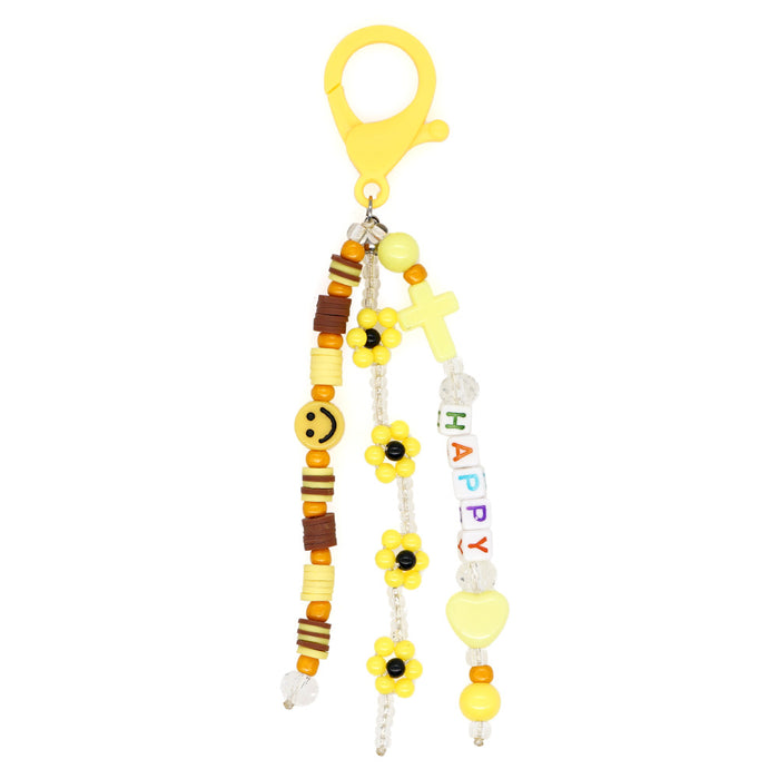 Jewelry WholesaleWholesale bohemian beaded daisy smiley lanyard keychain JDC-KC-Yuxz023 Keychains 煜星珠 %variant_option1% %variant_option2% %variant_option3%  Factory Price JoyasDeChina Joyas De China