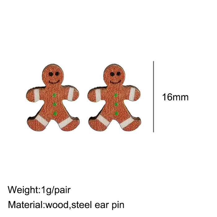 Wholesale Earrings Wooden Christmas Tree Candy Gift Box Lights Santa Claus 2 Pairs JDC-ES-Heyi060