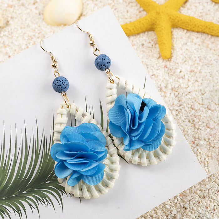 Wholesale rattan flower earrings handmade high quality  MOQ≥3 JDC-ES-XLH006