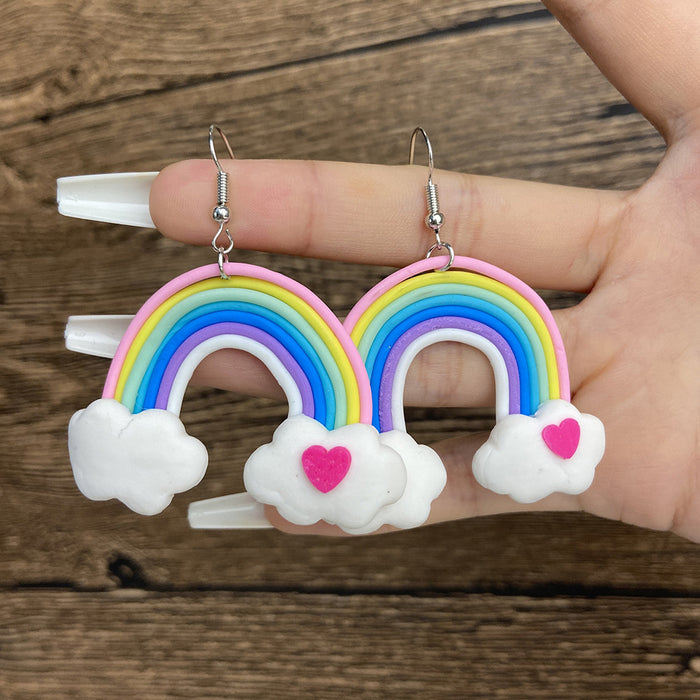 Wholesale Earrings Soft Pottery Cute Rainbow Earrings MOQ≥2 JDC-ES-Yida012