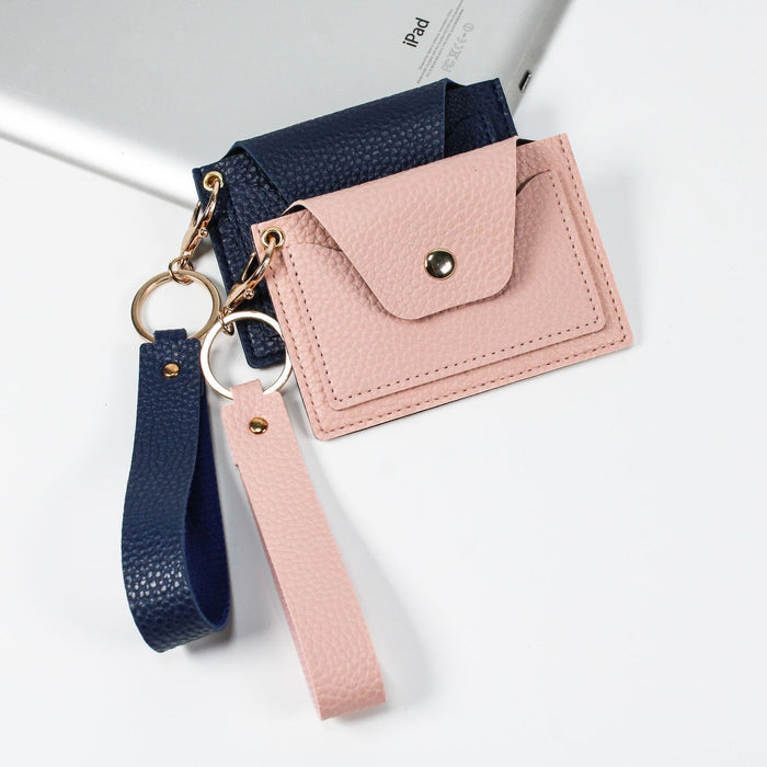 Wholesale PU Leather Candy Color Litchi Pattern Wallet Keychain MOQ≥3 JDC-KC-XXZN002