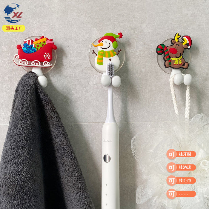 Wholesale Toothbrush Holder PVC Christmas Cute Cartoon Punch Free MOQ≥2 JDC-THR-ZhiL005