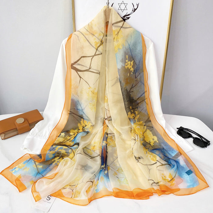 Wholesale Silk Scarf Yourou Yarn Summer Travel Sunscreen Shawl MOQ≥2 JDC-SS-SiYa005