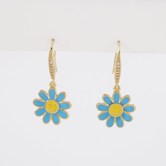 Wholesale Small Daisy Earrings Personality Sweet Micro Inlay JDC-ES-Qiandi003