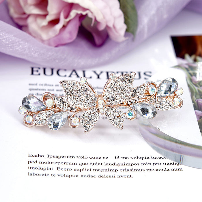 Wholesale Hair Clips Alloy Rhinestone Crystal Butterfly Spring Clip MOQ≥2 JDC-HC-HG011