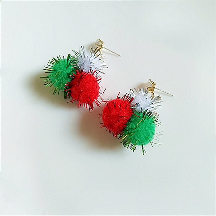 Wholesale Earrings Silver Needle Cute Hair Ball Stud Earrings JDC-ES-AiMei018