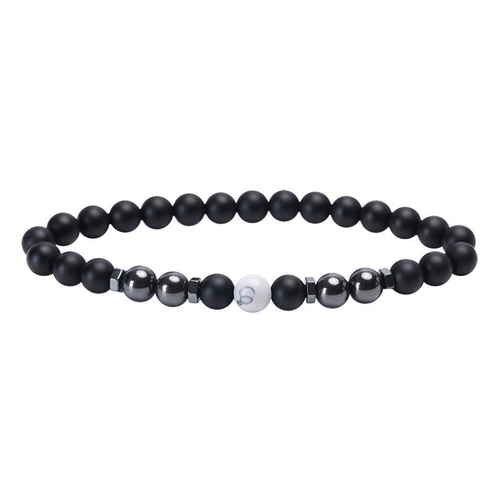 Wholesale Frosted Black Bead Magnet Anklet Retro Alabaster Color Stone Magnetic Anklet JDC-AS-JIai005