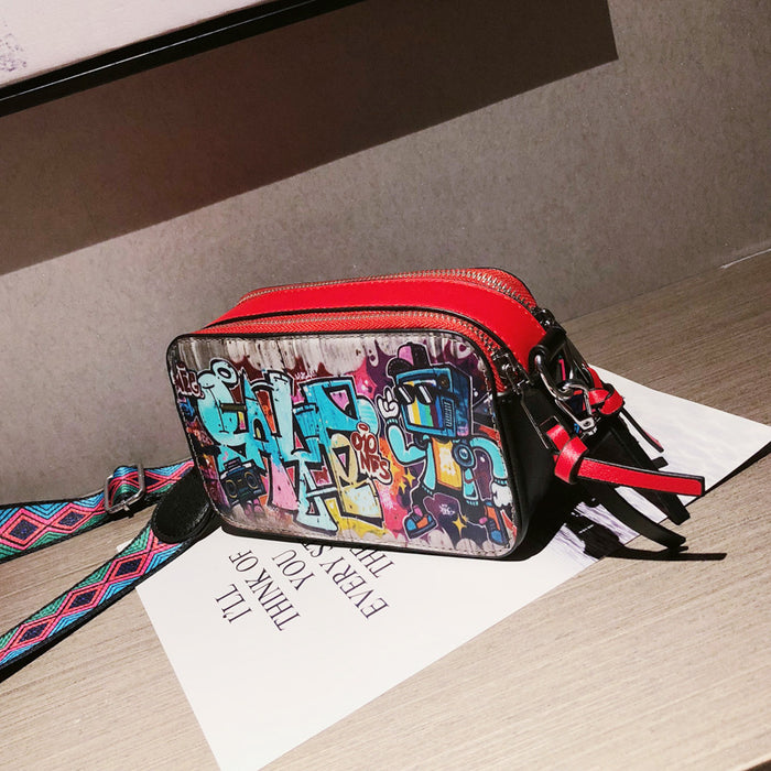 Wholesale PU Graffiti Camera Bag Shoulder Messenger Bag JDC-SD-Dingye002