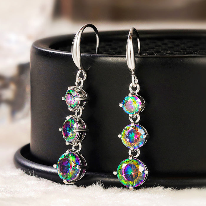 Jewelry WholesaleWholesale sparkling color zircon long earrings JDC-ES-Caos014 Earrings 曹适 %variant_option1% %variant_option2% %variant_option3%  Factory Price JoyasDeChina Joyas De China