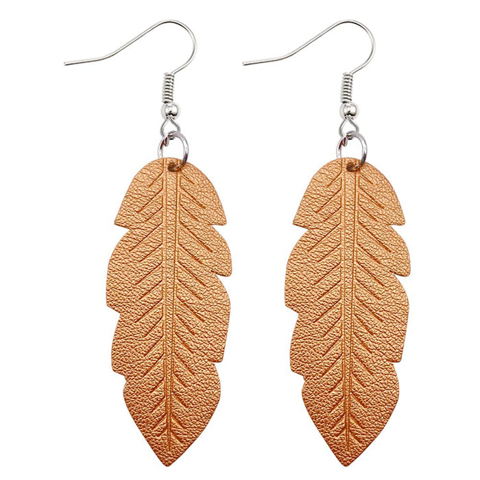 Jewelry WholesaleWholesale Leaf Color PU Leather Earrings MOQ≥2 JDC-ES-Chengy018 Earrings Chengy %variant_option1% %variant_option2% %variant_option3%  Factory Price JoyasDeChina Joyas De China