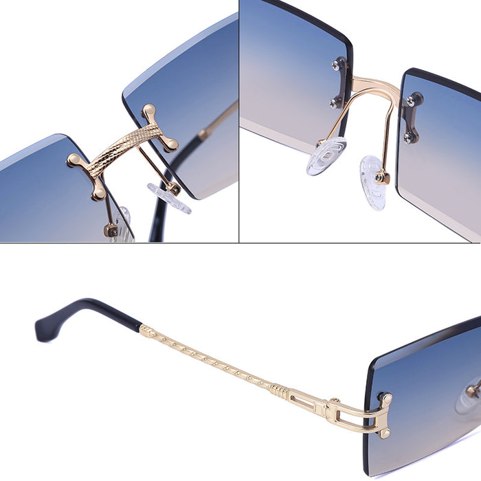 Wholesale PC Material Frameless Diamond Cut Chain Sunglasses for Women JDC-SG-PTJS011