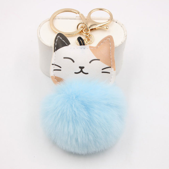 Wholesale Keychain Leather Plush Cute Cat Pendant JDC-KC-Zuge072