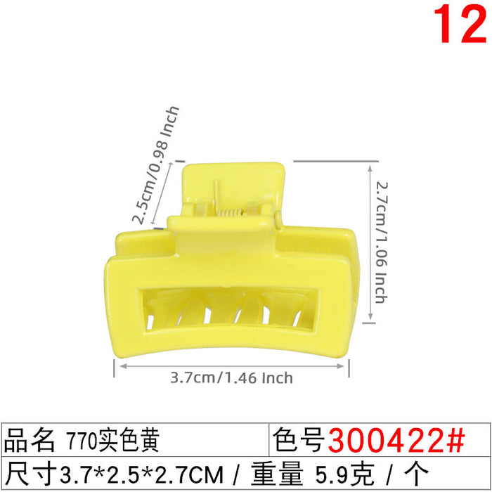 Wholesale Simple 4cm Color Frosted PC Material Square Hollow Grab Clip JDC-HC-Liuyi006