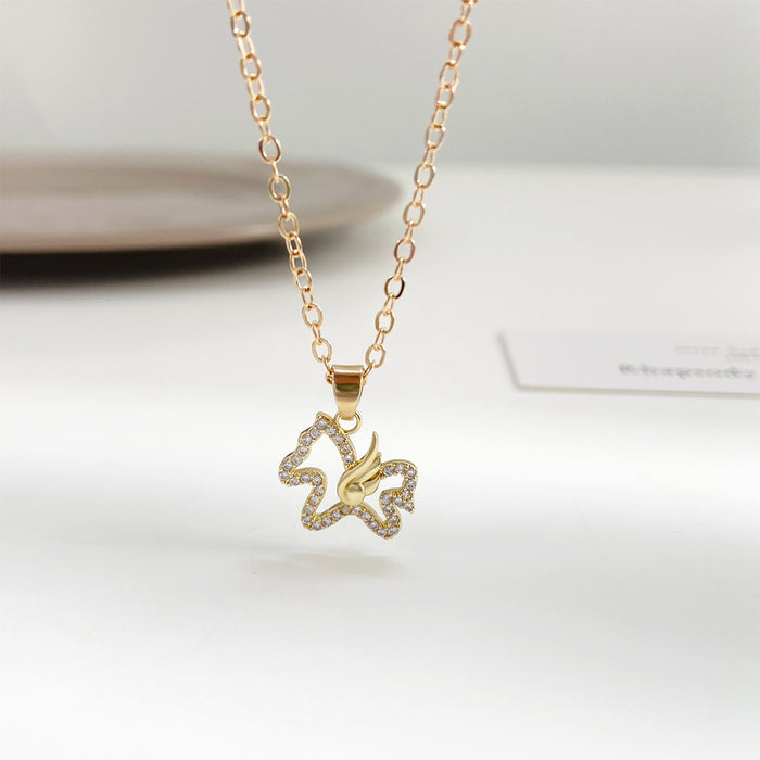 Wholesale Micro Inlay Zircon Hollow Pony Necklace Women JDC-NE-D047