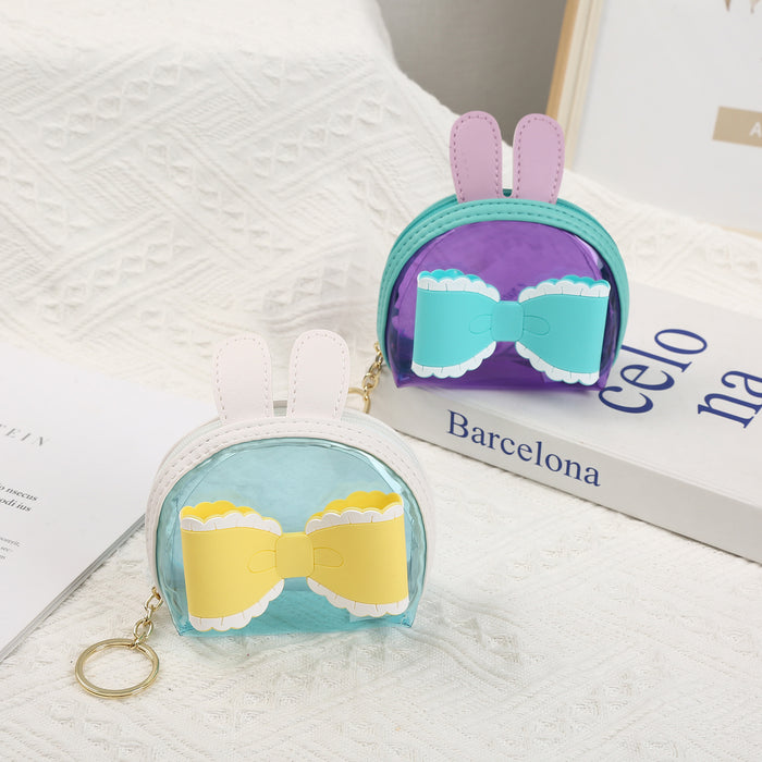 Wholesale random keychain wallets Rabbit Ears Bow Coin Storage Bag Portable Key Case MOQ≥4 JDC-KC-XiaoKe003