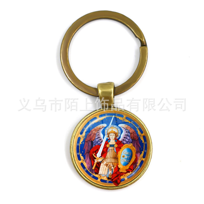 Wholesale St.Michael Russian Orthodox Time Gemstone Zinc Alloy Keychain JDC-KC-MoS001