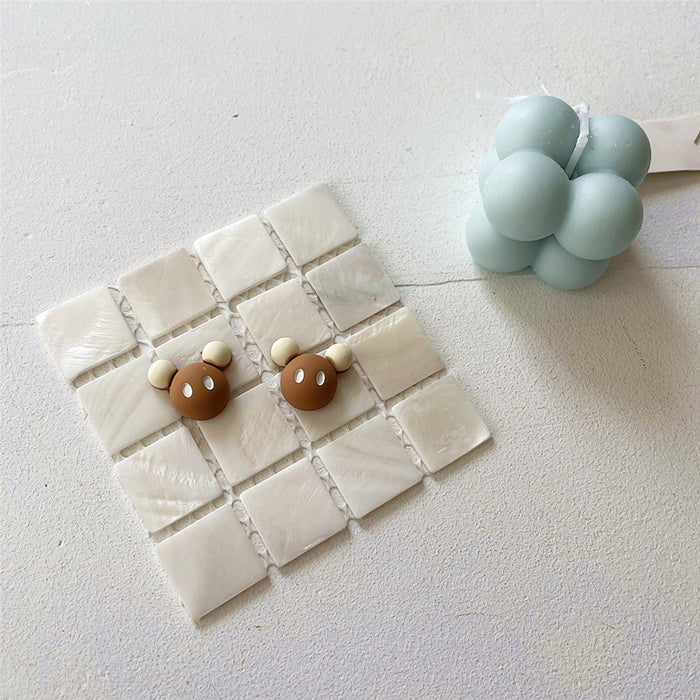 Wholesale Earrings Plastic Cute Milk Tea Stereo Matte Earrings MOQ≥2 JDC-ES-Shier022