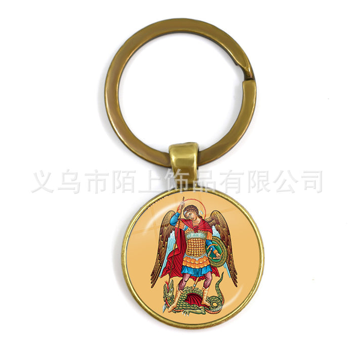 Wholesale St.Michael Russian Orthodox Time Gemstone Zinc Alloy Keychain JDC-KC-MoS001