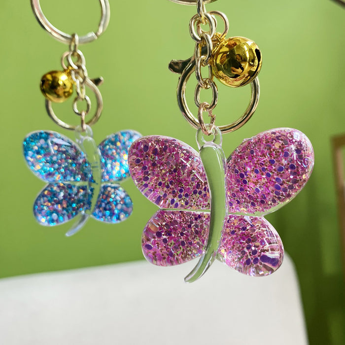 Jewelry WholesaleWholesale acrylic Sequin butterfly car bag couple keychain JDC-KC-WAN020 Keychains 沃安 %variant_option1% %variant_option2% %variant_option3%  Factory Price JoyasDeChina Joyas De China