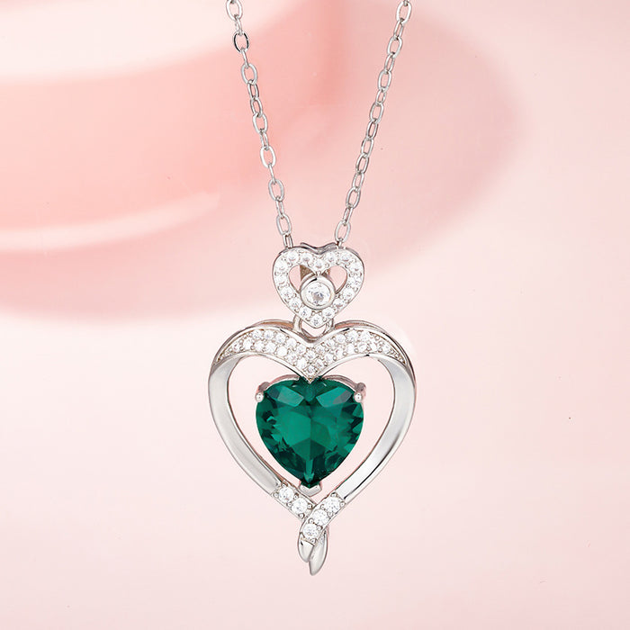 Wholesale LOVE heart -shaped pendant lock double heart born stone JDC-PT-MLJ002