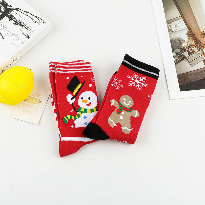 Wholesale Socks Cotton Christmas Cartoon Cute Snowman Snowflake Pattern MOQ≥3 JDC-SK-XQ015