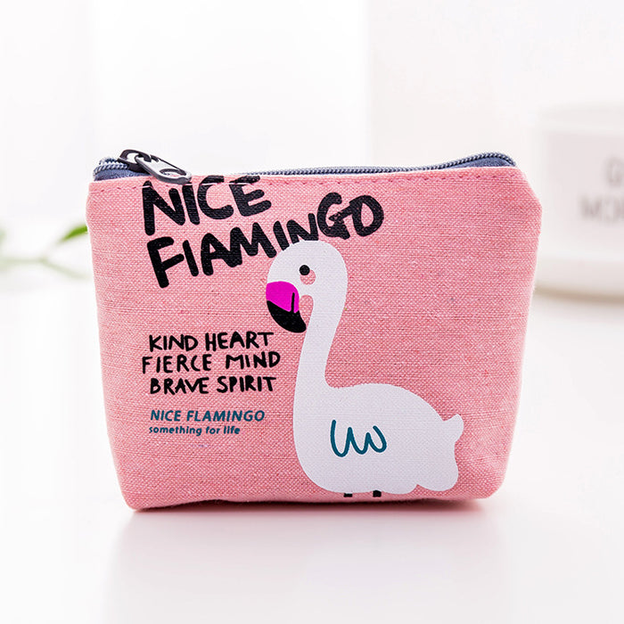 Wholesale Cartoon Flamingo Canvas Coin Purse MOQ≥3 JDC-WT-Xiaom001