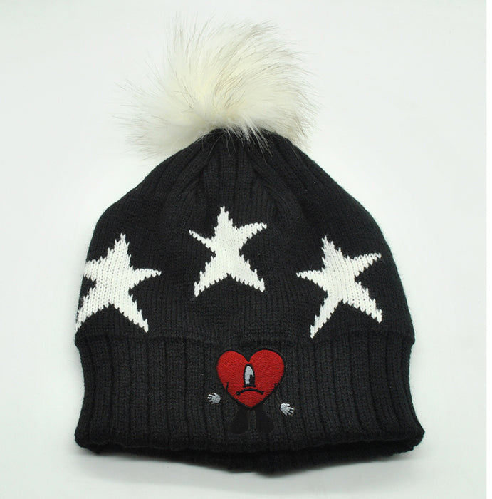 Wholesale Hat Acrylic Embroidered Heart Warm Pullover Hat (F) JDC-FH-PNi017