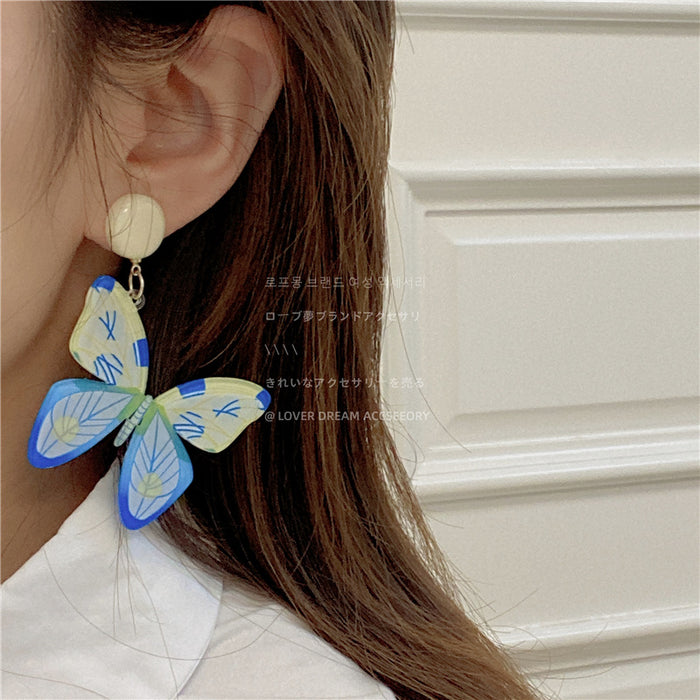 Wholesale Colorful Painted Resin Acrylic Butterfly Earrings JDC-ES-Lfm016