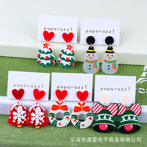 Jewelry WholesaleWholesale Christmas Tree Cartoon Gift Socks Contrast Color Embossed Print Earrings JDC-ES-DUAI019 Earrings 渡爱 %variant_option1% %variant_option2% %variant_option3%  Factory Price JoyasDeChina Joyas De China