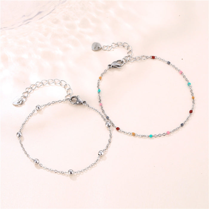 Jewelry WholesaleWholesale geometry colorful drip oil stainless steel beanie bead bracelet JDC-BT-Mingm001 Bracelet 敏萌 %variant_option1% %variant_option2% %variant_option3%  Factory Price JoyasDeChina Joyas De China