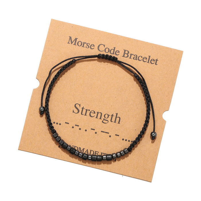 Jewelry WholesaleWholesale Morse Code Black Iron Stone Beaded Braided Bracelet JDC-BT-ZhuJ002 Bracelet 诛积 %variant_option1% %variant_option2% %variant_option3%  Factory Price JoyasDeChina Joyas De China