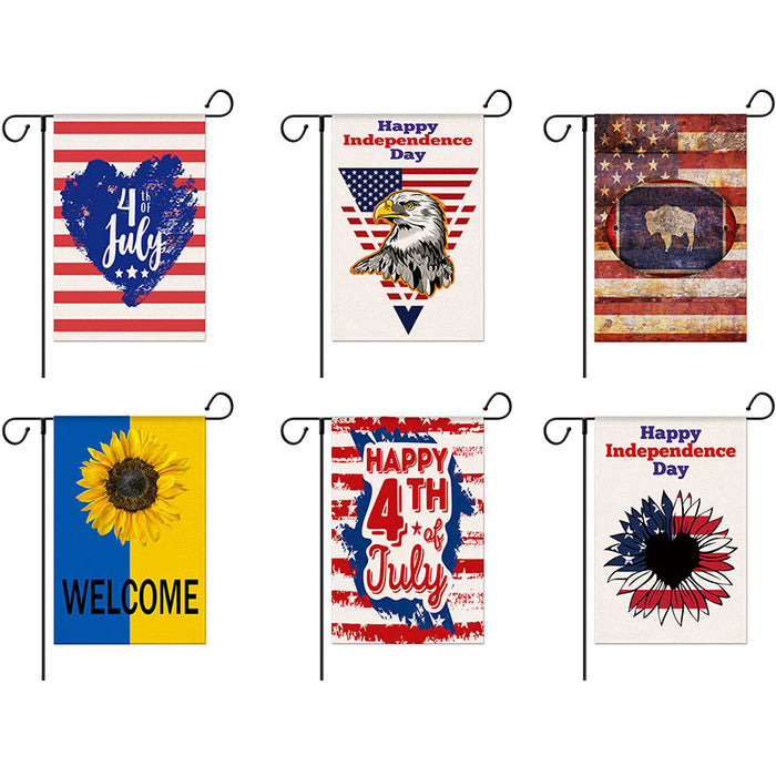 Wholesale 4th of July Independence Day Linen Garden Flag Double Sided Printing Banner MOQ≥2 JDC-DC-YaoYue003