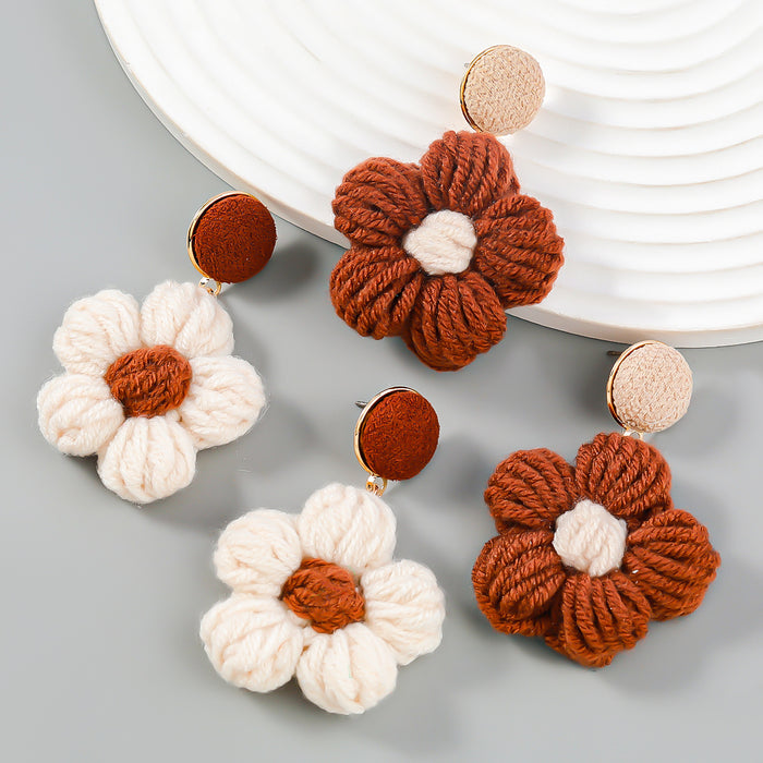 Wholesale Earrings Cotton Woven Flowers JDC-ES-JL1056