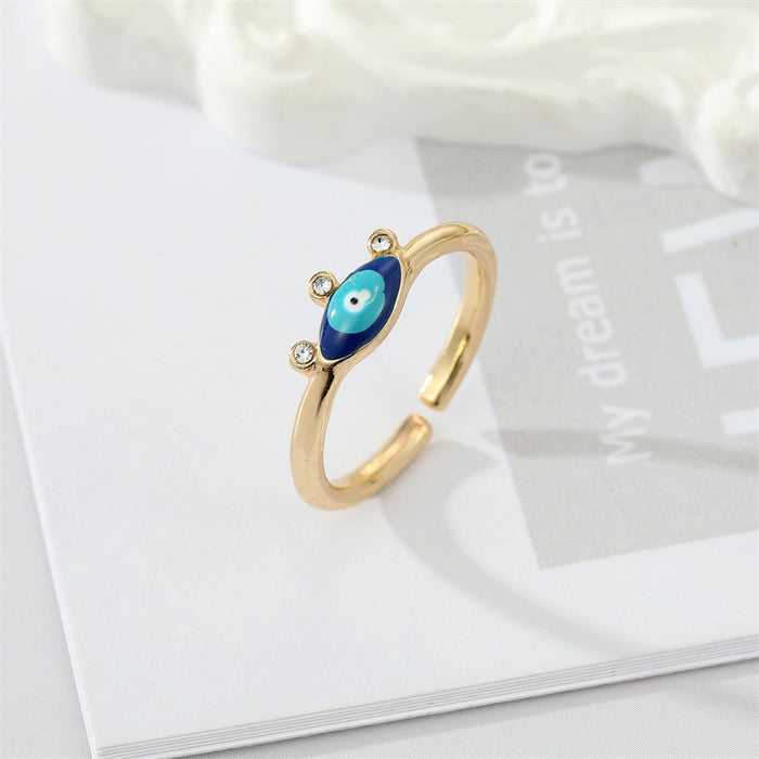 Wholesale Devil's Eye Alloy Ring MOQ≥6 JDC-RS-Juej010