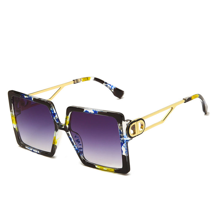 Wholesale Square Big Frame Metal Brand Sunglasses （F) JDC-SG-HNB006