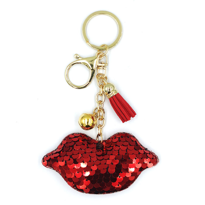 Jewelry WholesaleWholesale reflective bright face lip keychain Sequin tassel bell MOQ≥2 JDC-KC-QiShi025 Keychains 奇释 %variant_option1% %variant_option2% %variant_option3%  Factory Price JoyasDeChina Joyas De China