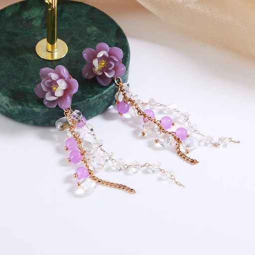 Jewelry WholesaleWholesale Vintage Rustic Flower Petals Tassel Silver Pin Earrings JDC-ES-Pak007 Earrings 帕克 %variant_option1% %variant_option2% %variant_option3%  Factory Price JoyasDeChina Joyas De China