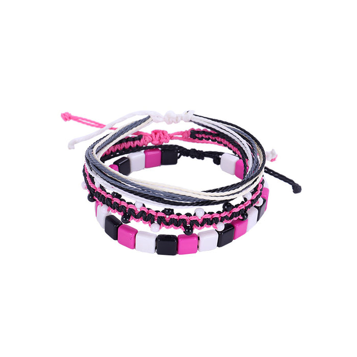 Wholesale Hand Braided Acrylic Colorful Rope Braids Multilayer Bracelet JDC-BT-ZengZ024