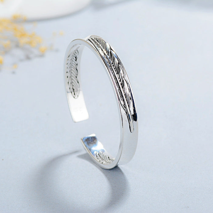 Wholesale Vintage Thai Silver Fashion Feather Bracelet JDC-BT-KaY005