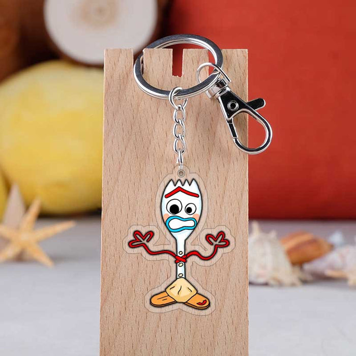 Wholesale fork pendant cartoon acrylic keychain MOQ≥2 JDC-KC-KaMan001